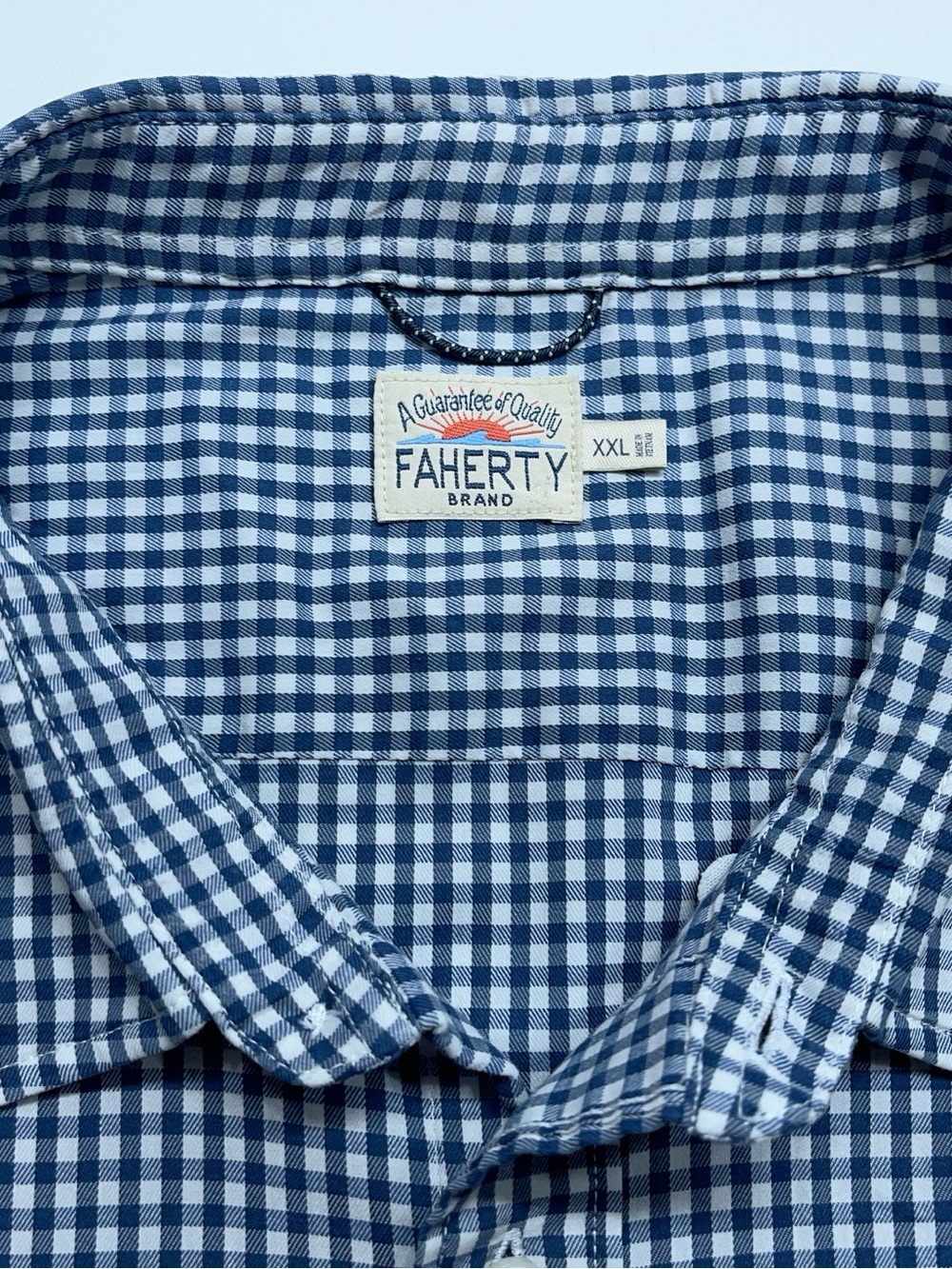FAHERTY Button Down Shirt Mens Size XXL Long Sleeve Blue Check Huckberry - Picture 6 of 13